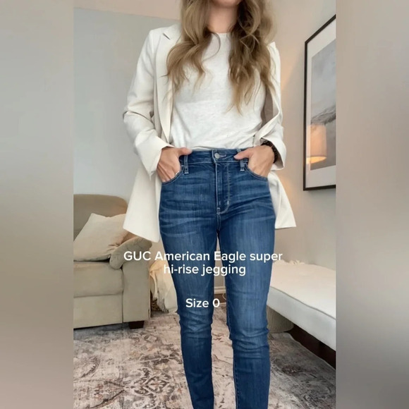 AMERICAN Eagle Super  High-Rise Jegging Dark Wash Size 0 - Picture 4 of 10